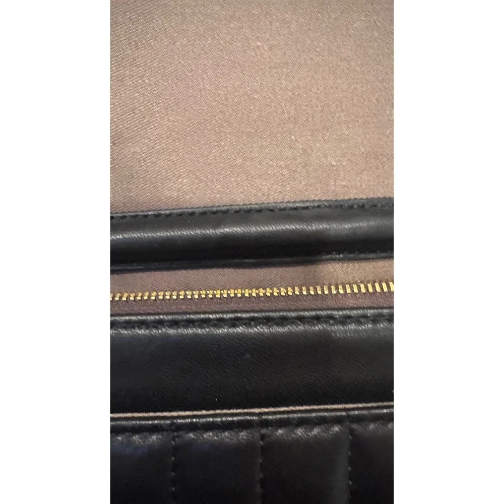 J.Crew‎ Black Quilted Leather Crossbody Chain Strap Preloved 7.5x5.5x2